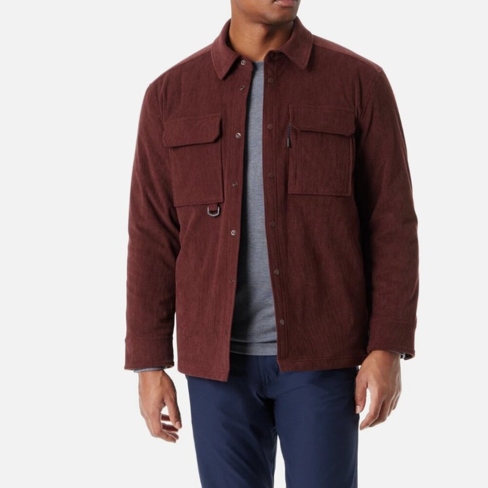 BASS OUTDOOR Men's Relaxed Fit Corduroy Worker Shirt Jacket Rum Raisin Size L